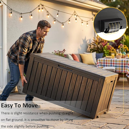 ROJIK Outdoor Storage Box with Wheels – 85 Gallon Mobile Waterproof Resin Deck - Image 3