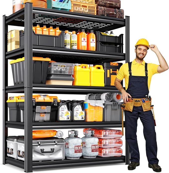 Heavy Duty Garage Shelving, 5-Tier Adjustable All Metal Wire Shelving Unit by CreatingaComfortableLiving