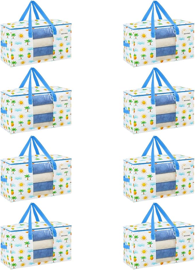VENO 8 Pack Heavy Duty Moving Bags, Clothes and Comforter Storage Bags by Veno