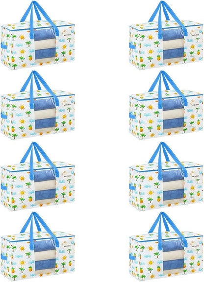 VENO 8 Pack Heavy Duty Moving Bags, Clothes and Comforter Storage Bags by Veno