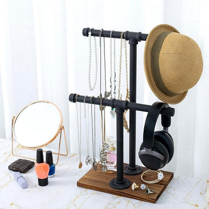 MyGift Adjustable 2-Tier Industrial Jewelry Display Stand - Image 3