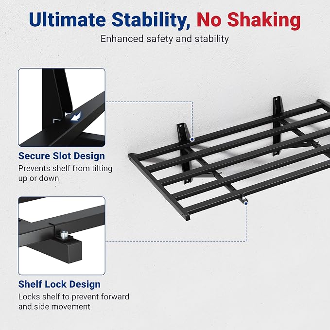 FLEXIMOUNTS 2x4ft Heavy Duty Garage Wall Shelving, 400lbs Capacity, Storage - Image 4