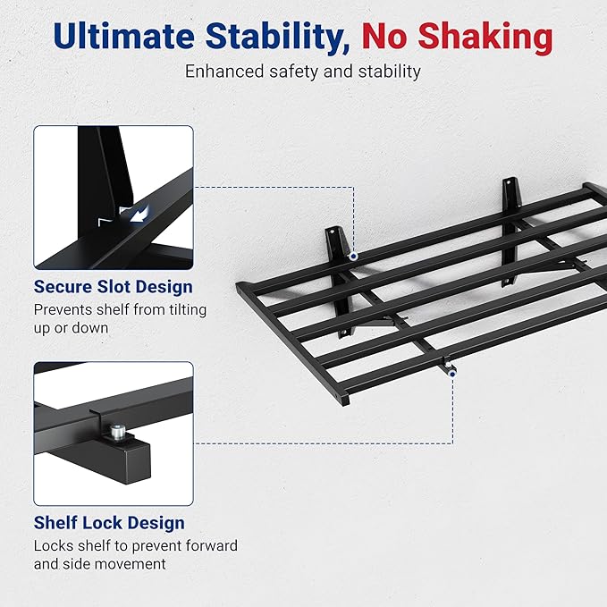 FLEXIMOUNTS 2x4ft Heavy Duty Garage Wall Shelving, 400lbs Capacity, Storage - Image 5