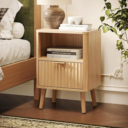 VINGLI Fluted Nightstand Set of 2, Modern End Table - Image 8