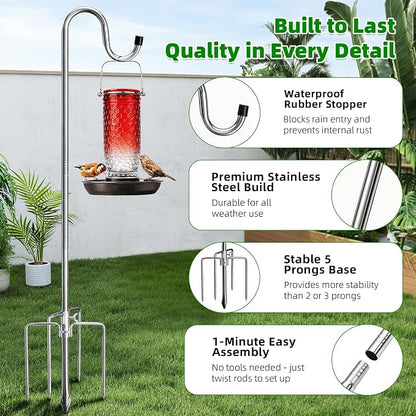 COCONUT 78 Inch Shepherds Hook for Bird Feeder, 5/8 Inch Width Heavy Duty - Image 4