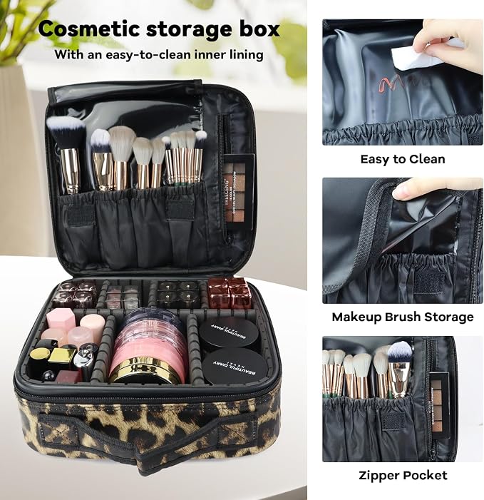 Travel Makeup Bag Makeup Cosmetic Train Case Organizer Portable Storage Bag - Image 2