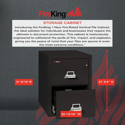FireKing Vertical 2 Drawer Letter Fire Safe File Cabinet - Image 3