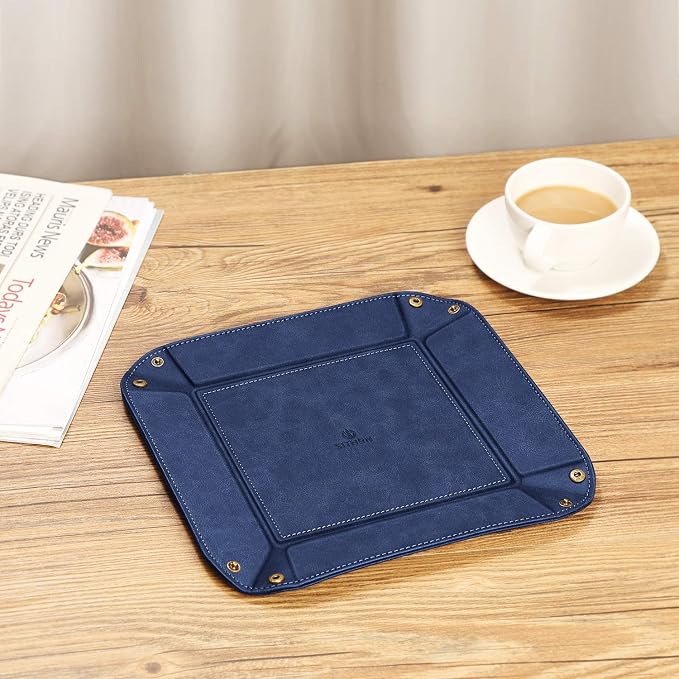 SITHON Valet Tray Desktop Storage Organizer – Premium PU Leather Catchall - Image 7