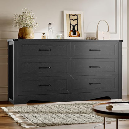 6-Drawer Dresser for Bedroom, Modern Wooden Chest of Drawers by BORNOON