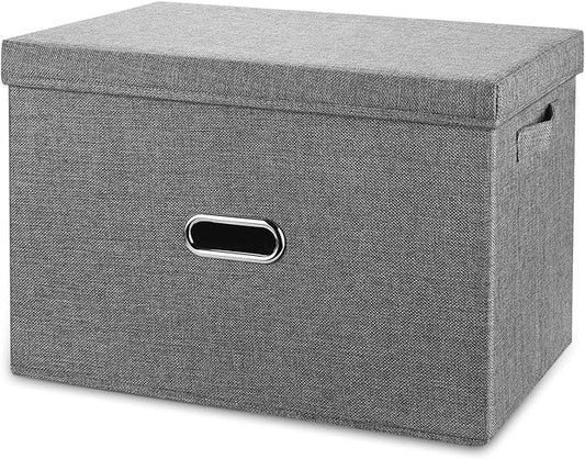 Linen Fabric Collapsible Storage Bins by Unknown