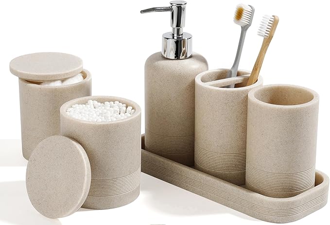 Bathroom Accessories Set, 6-Piece Bathroom Accessory Set, Toothbrush Holders Set by YMXYJM