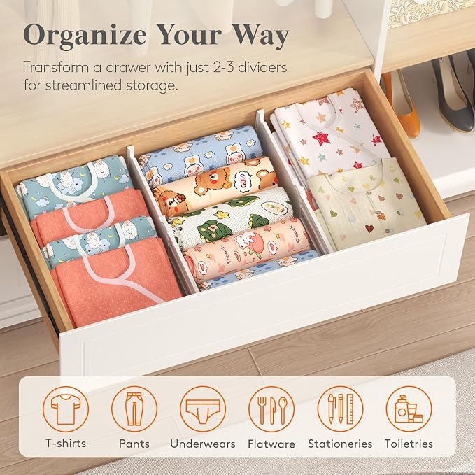 Lifewit 5" Tall 5 Pack Deep Drawer Dividers, 11.5-18.5" Expandable Drawer - Image 9