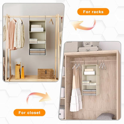 Hanging Closet Organizer and Storage 3-Shelf, Easy Mount Foldable Hanging - Image 5
