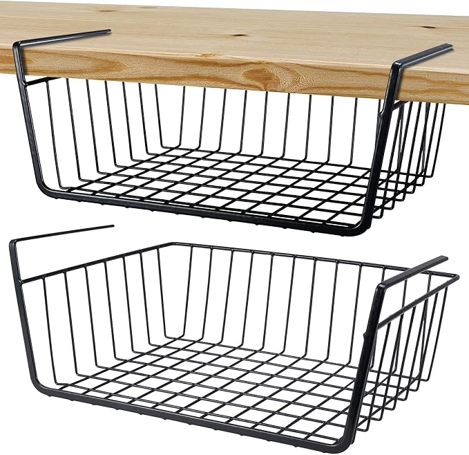 Undershelf Storage Basket Under Shelf Wire Basket Household Metal Under Shelf by ELEATTRUN