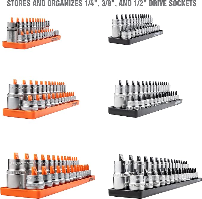 OEMTOOLS 22418 Magnetic Socket Organizer Set, 6-Piece Holder Set Includes 1/4" - Image 2