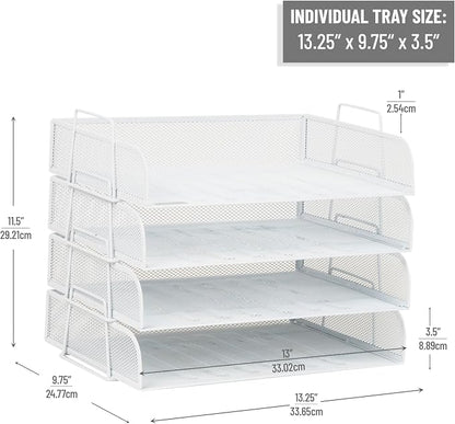 Mind Reader Stackable Paper Tray, Desktop Organizer, File Storage, Metal Mesh - Image 3