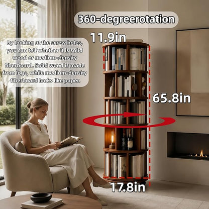 Solid Wood Rotating Round Bookshelf Towers - Image 4