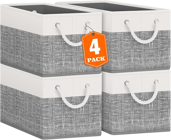 Storage Bins 4-Pack, Foldable Storage Baskets by Fabtotes