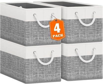 Storage Bins 4-Pack, Foldable Storage Baskets by Fabtotes