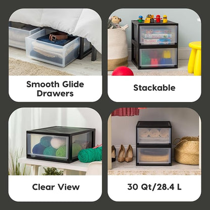 IRIS USA 30 Qt. Plastic Drawer Storage Organizer Stacking Drawers, Stackable - Image 6