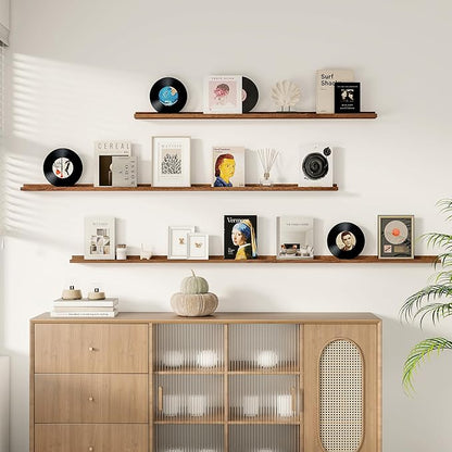 Floating Picture Ledge Shelves for Wall Set of 2, 72 Inches Picture Ledge Shelf - Image 2