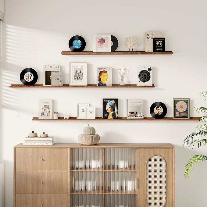 Floating Picture Ledge Shelves for Wall Set of 2, 55 Inches Picture Shelf - Image 2