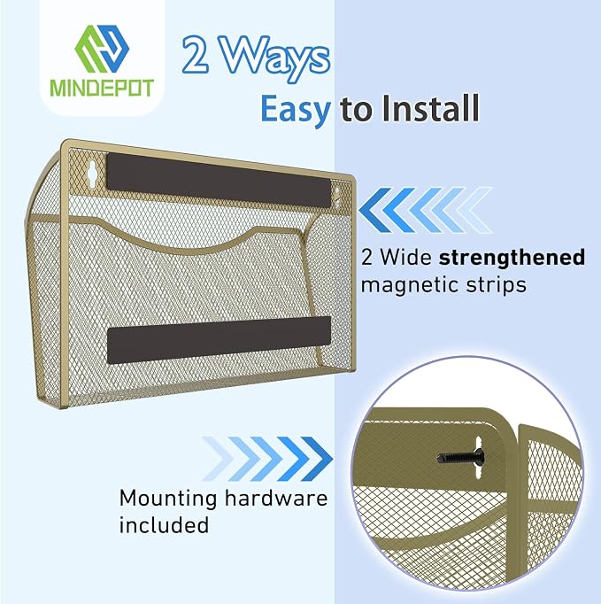 MINDEPOT Magnetic Wall File Organizer, Hanging File Holder, 3 Pack, Powerful - Image 4