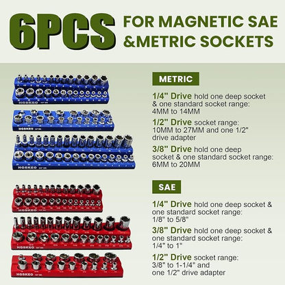 Magnetic Socket Organizer Set & Socket Clip Rail Holder, Totally 12Pcs Socket - Image 6