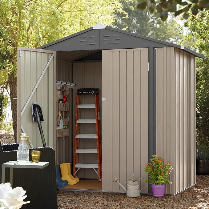 JUMMICO Metal Outdoor Storage Shed 6 x 8 FT Metal Shed - Image 2