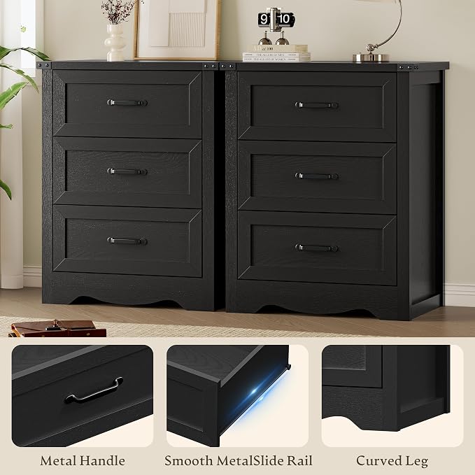3-Drawer Dresser for Bedroom, Small Wooden Chest of Drawers - Image 5