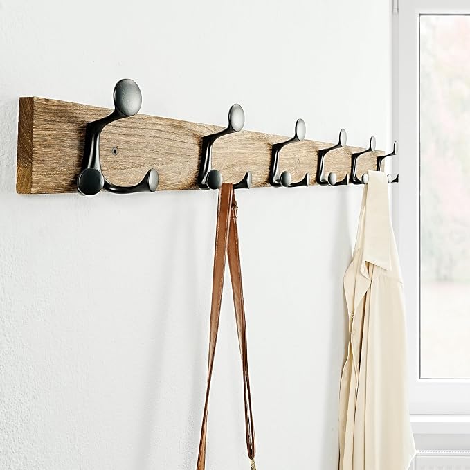 SKOLOO 39-Inch Wood Burnt Coat Rack Wall Mount - Image 4