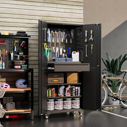 Metal Garage Cabinet with Wheels, Office Assembly Required - Image 2