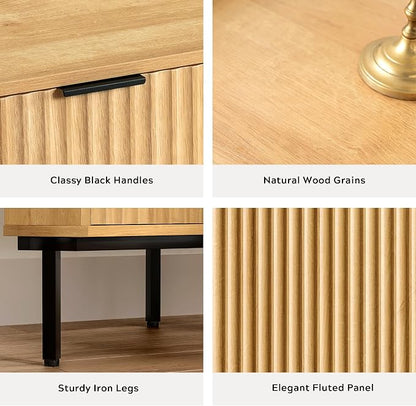 Fluted Corner Cabinet, Modern Small Corner Floor Cabinet - Image 3