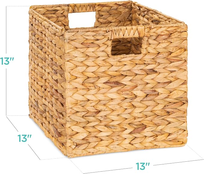 Best Choice Products 13x13in Pack of 5 Cube Storage Baskets, Water Hyacinth - Image 2