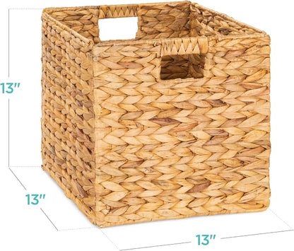 Best Choice Products 13x13in Pack of 5 Cube Storage Baskets, Water Hyacinth - Image 2