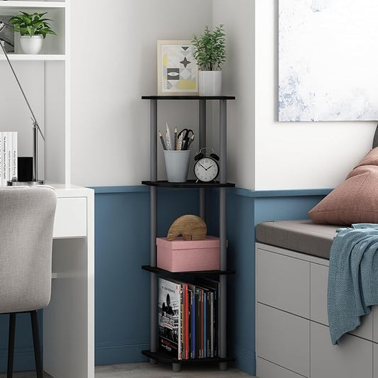 Furinno Turn-N-Tube Corner Shelf, 4-Tier Corner Bookshelf, Display Storage by Furinno-FitsYourSpaceFitsYourBudget