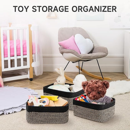 3-Pack Storage Baskets for Organizing | Woven Shelf Toy Basket | Rope Baskets - Image 5