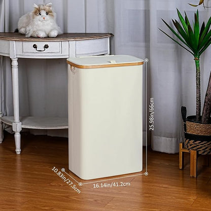 iEGrow Slim Laundry Hamper, 75L Beige Narrow Laundry Basket - Image 2