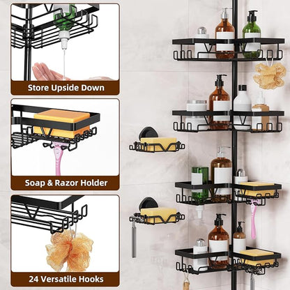 KEGII Shower Caddy Tension Pole, Rustproof Adjustable Corner Shower Organizer - Image 2