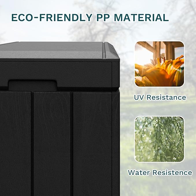 Patiolife 85 Gallon Resin Deck Box, Wood Like Outdoor Storage Box - Image 6