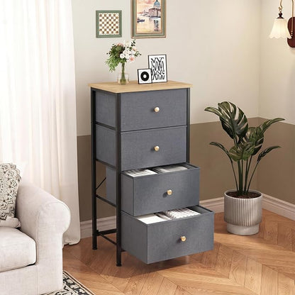 DUMOS Nightstand with 4 Drawers, Bedside Table with Removable Fabric Bins - Image 7