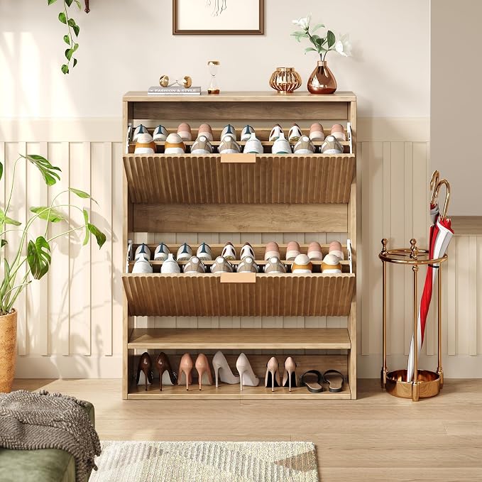 Hootata 31.5''W Oak Shoe Storage Cabinet - Image 8