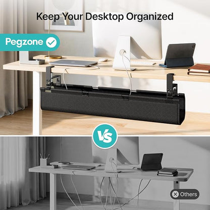 PEGZONE No Drill Under Desk Cable Management Tray, 31.5" Cord Management Under - Image 7