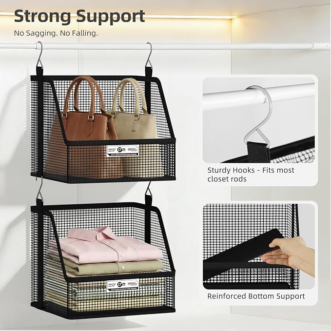 STORAGE MANIAC 3 Tier Hanging Closet Organizer - Image 6
