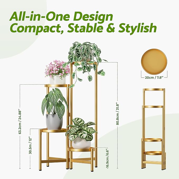 Gold Plant Stand, 4 Tiered Plant Stand Indoor - Image 3