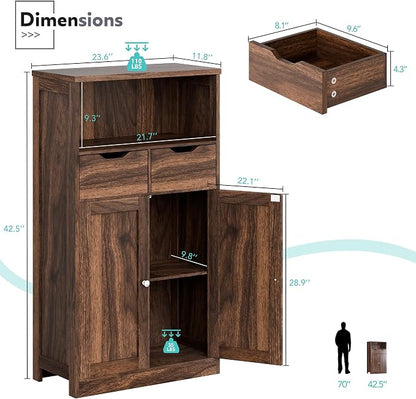 Vongrasig Bathroom Storage Cabinet, 42.5" H Freestanding Floor Cabinet | Wooden - Image 3
