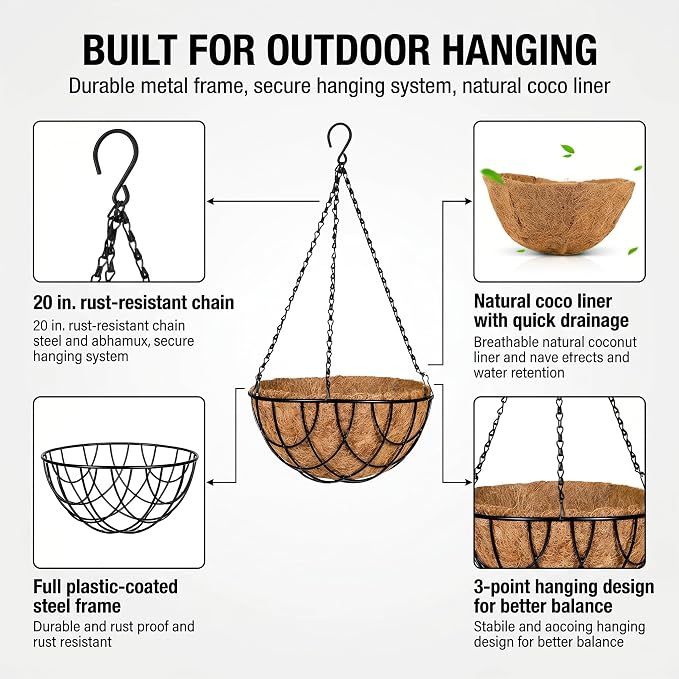 Kingbuy 10 Inch Metal Hanging Planter Basket - Image 7