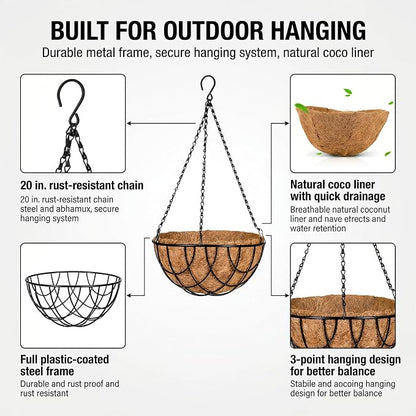 Kingbuy 12 Inch Metal Hanging Planter Basket 2 Pack - - Image 5
