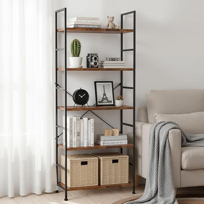 HealSmart 5 Tier Bookshelf, Free Standing Book Shelf Home Office Bookcase Shelf - Image 6