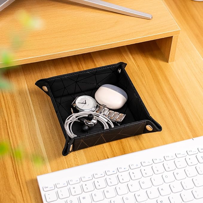 PU Leather Valet Tray for Mens and Women Catchall Tray for Keys, Jewelry Small - Image 3